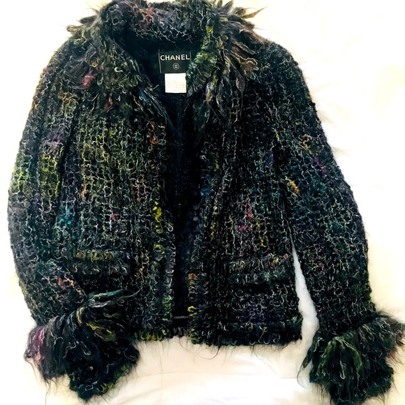 CHANEL Jackets & Blazers - Authentic CHANEL 🦄 Runway Multicolor Mohair Fringe Tweed Blazer Jacket 38/4